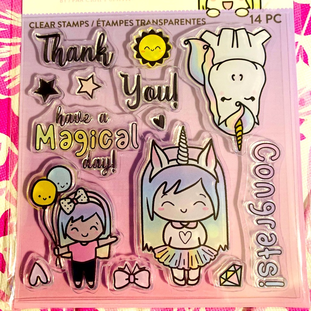 MAGICAL Clear Stamp Set Unicorn Girl Thank You